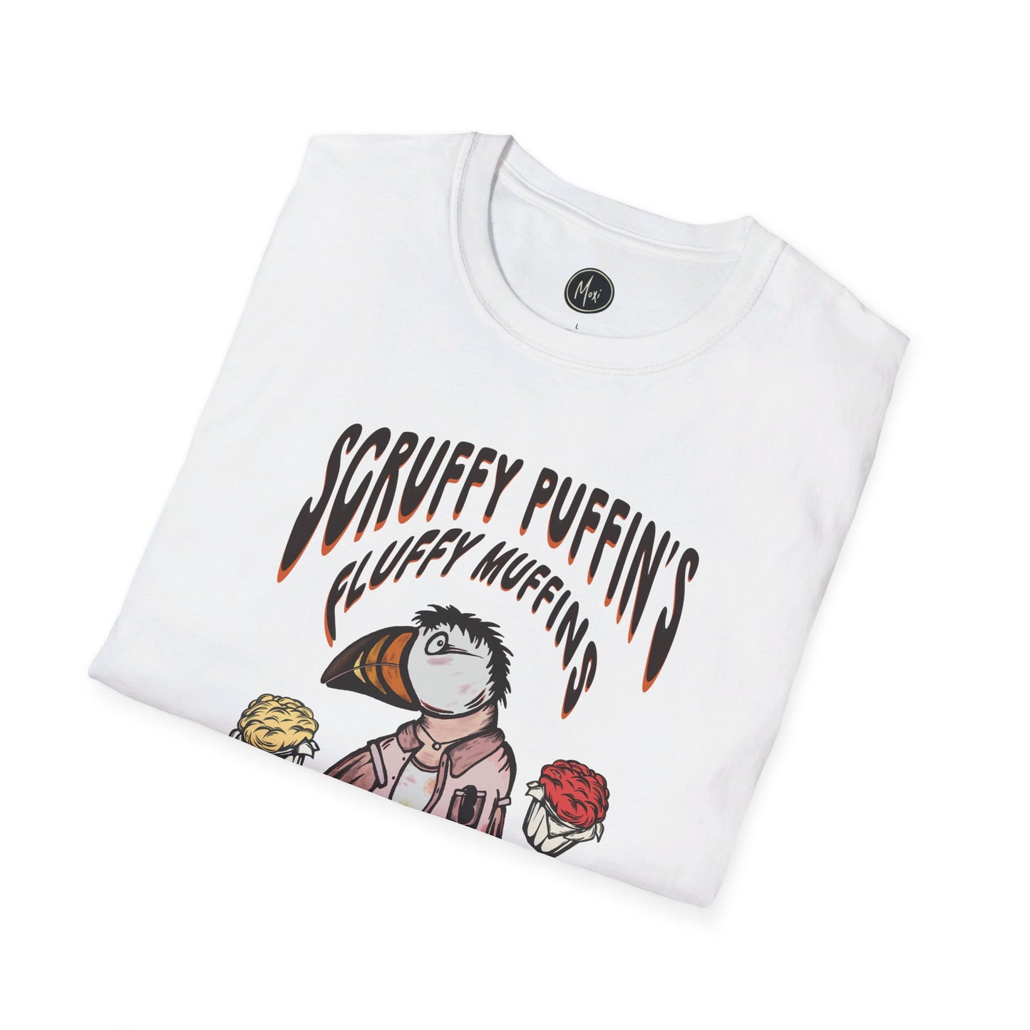 Scruffy Puffin's Fluffy Muffins | Hand-drawn retro brand printed tee