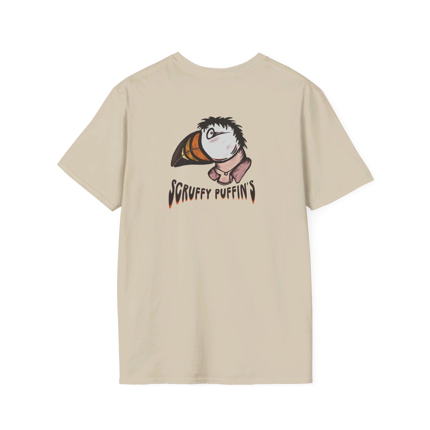 Scruffy Puffin's Fluffy Muffins | Hand-drawn retro brand printed tee