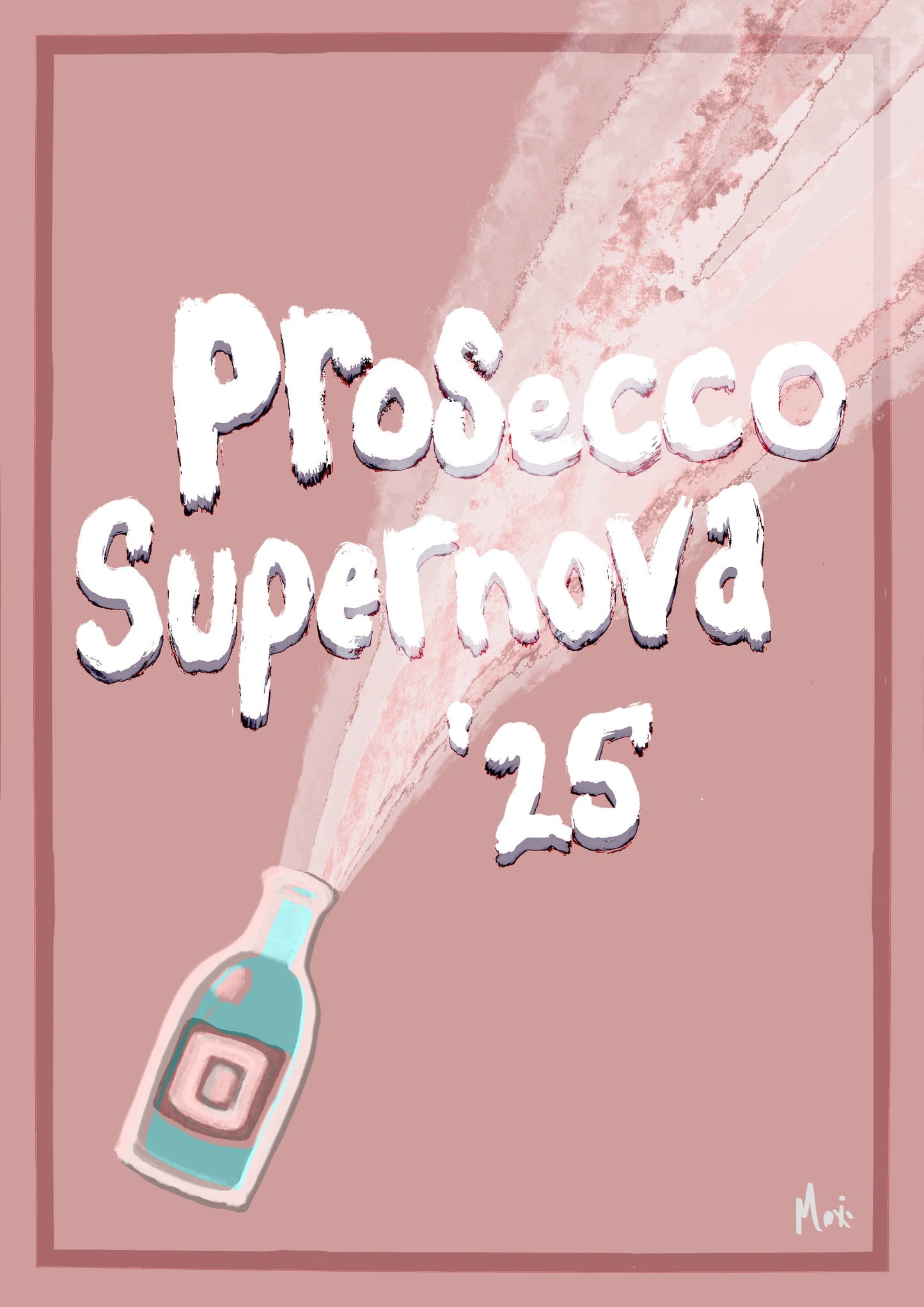 Prosecco Supernova Print || Minimalist Hand Drawn 90's inspired print