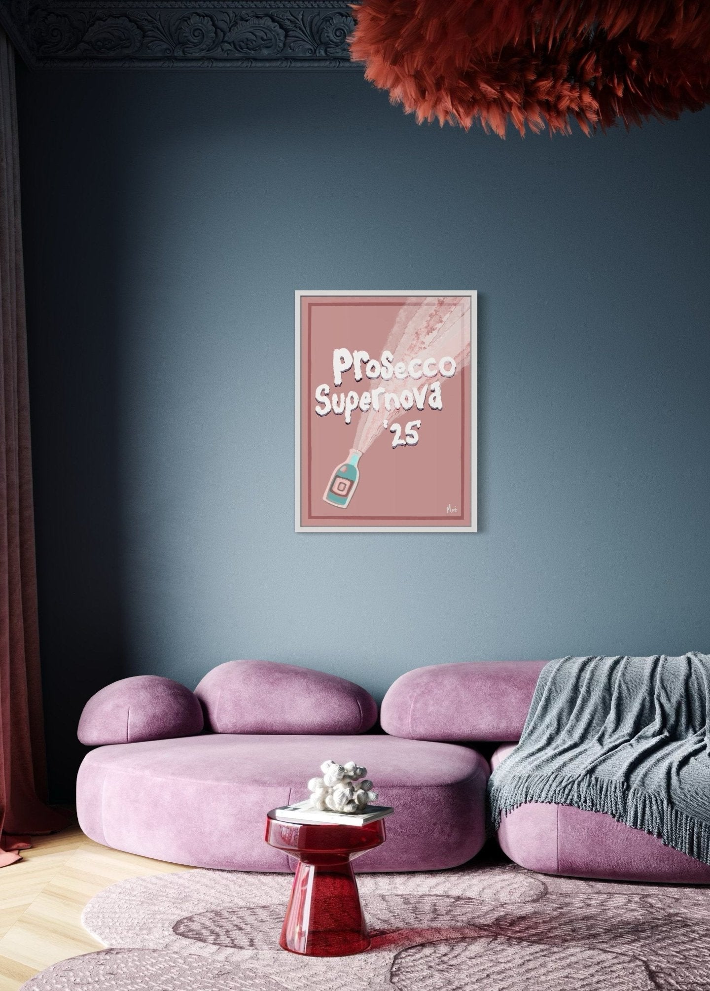 Prosecco Supernova Print || Minimalist Hand Drawn 90's inspired print