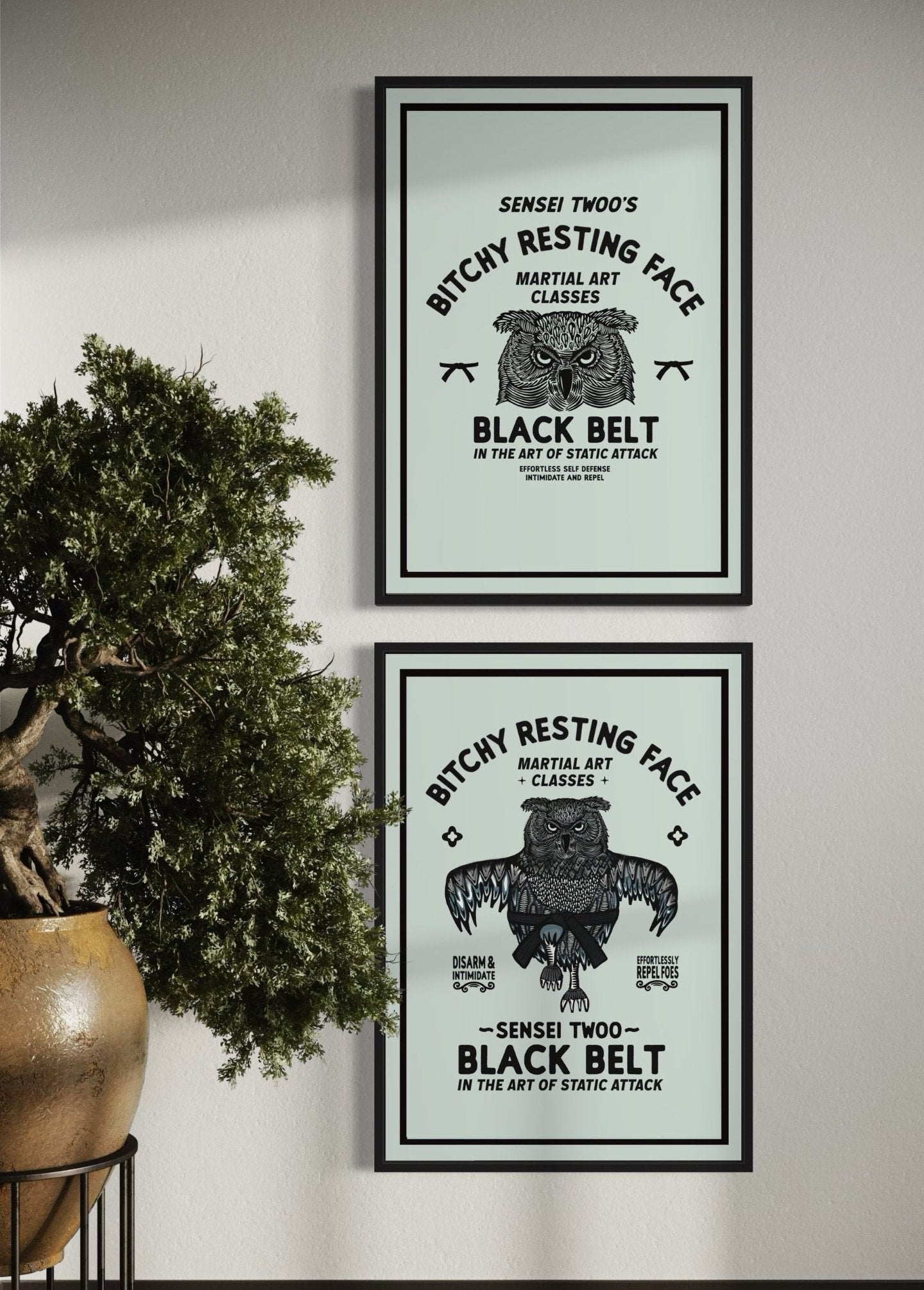 Bitchy Resting Face - Black Belt - Sensei Twoo | Retro Logo Style Print