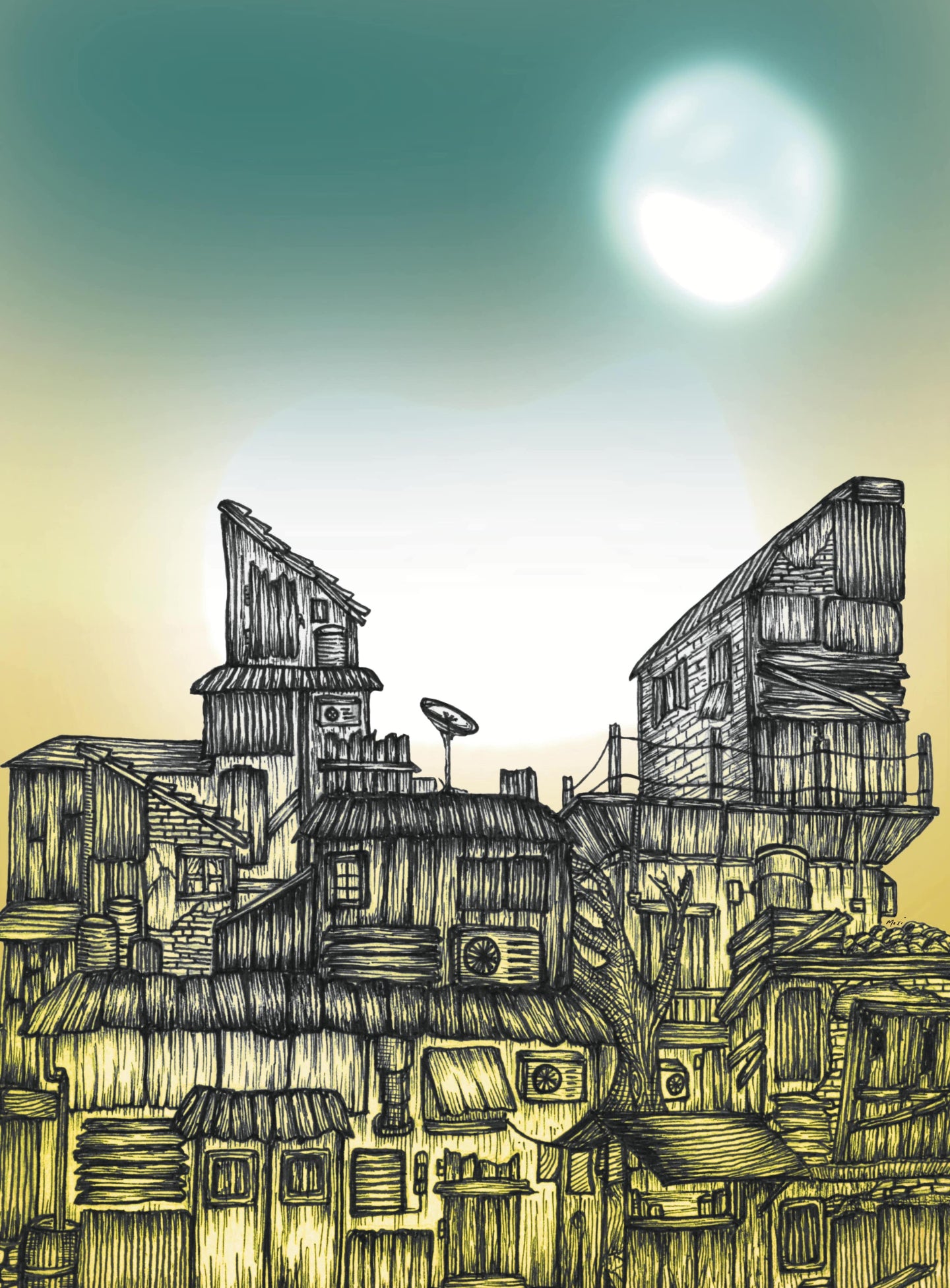 Sunset Chantier || Detailed Line Art Print