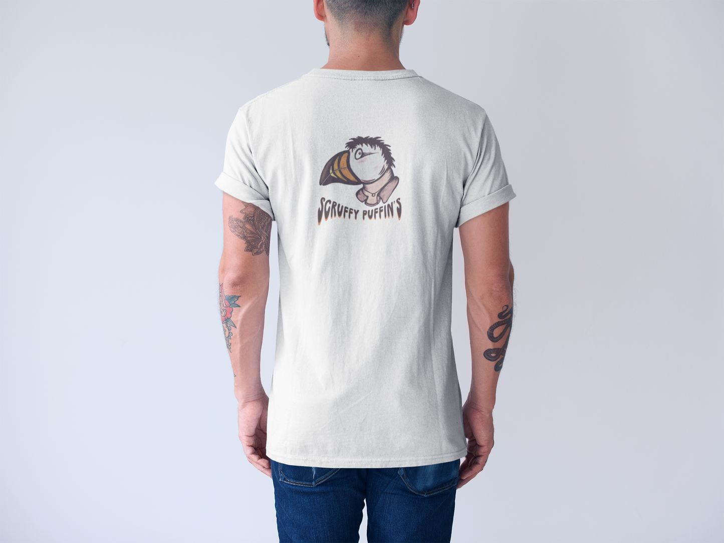 Scruffy Puffin's Fluffy Muffins | Hand-drawn retro brand printed tee