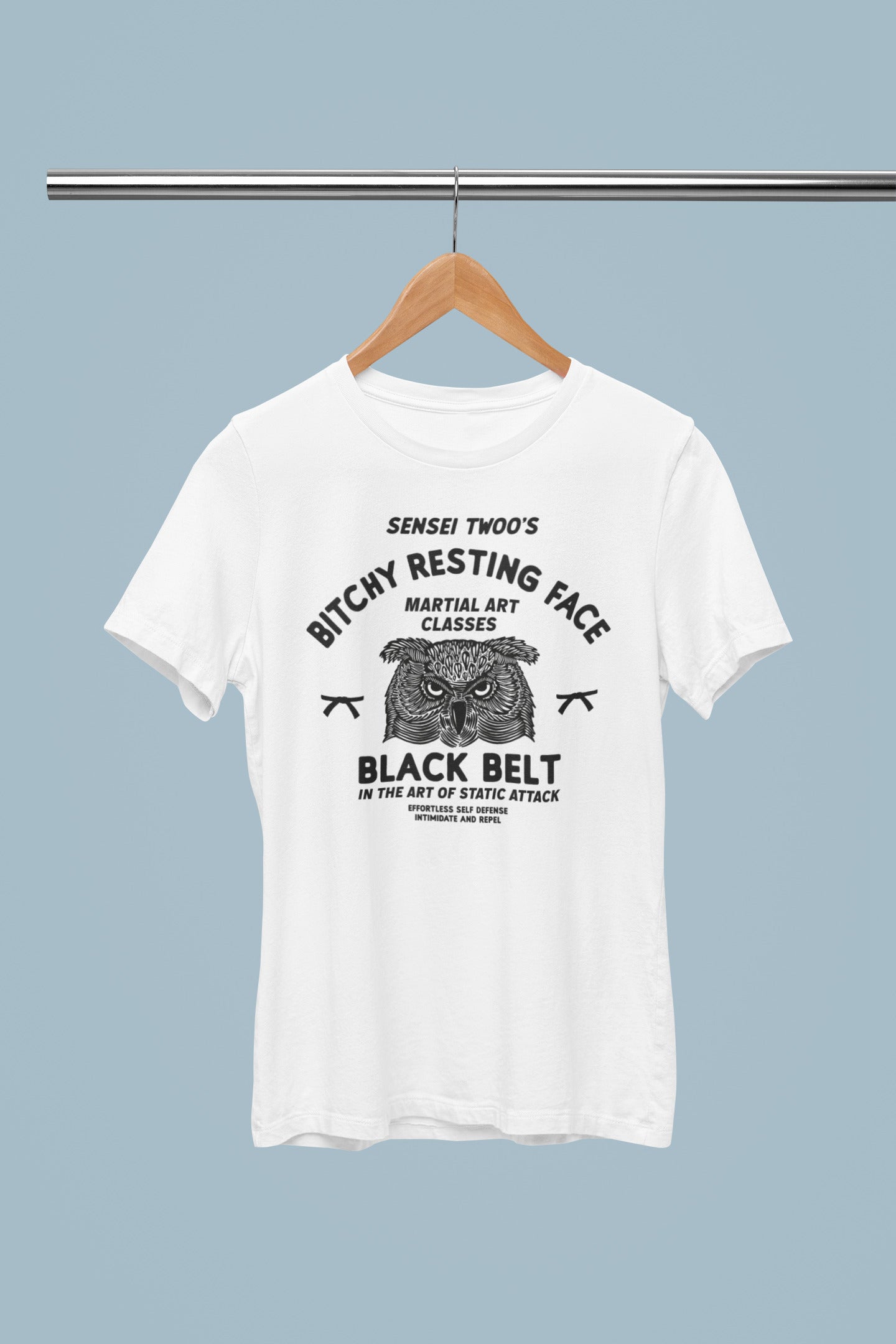Sensei Twoo - Bitchy Resting Face Black Belt | Retro Logo Style | Hand-drawn printed tee