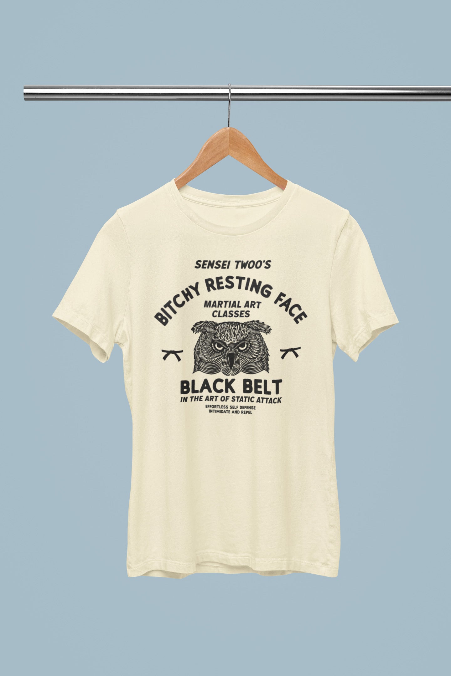 Sensei Twoo - Bitchy Resting Face Black Belt | Retro Logo Style | Hand-drawn printed tee