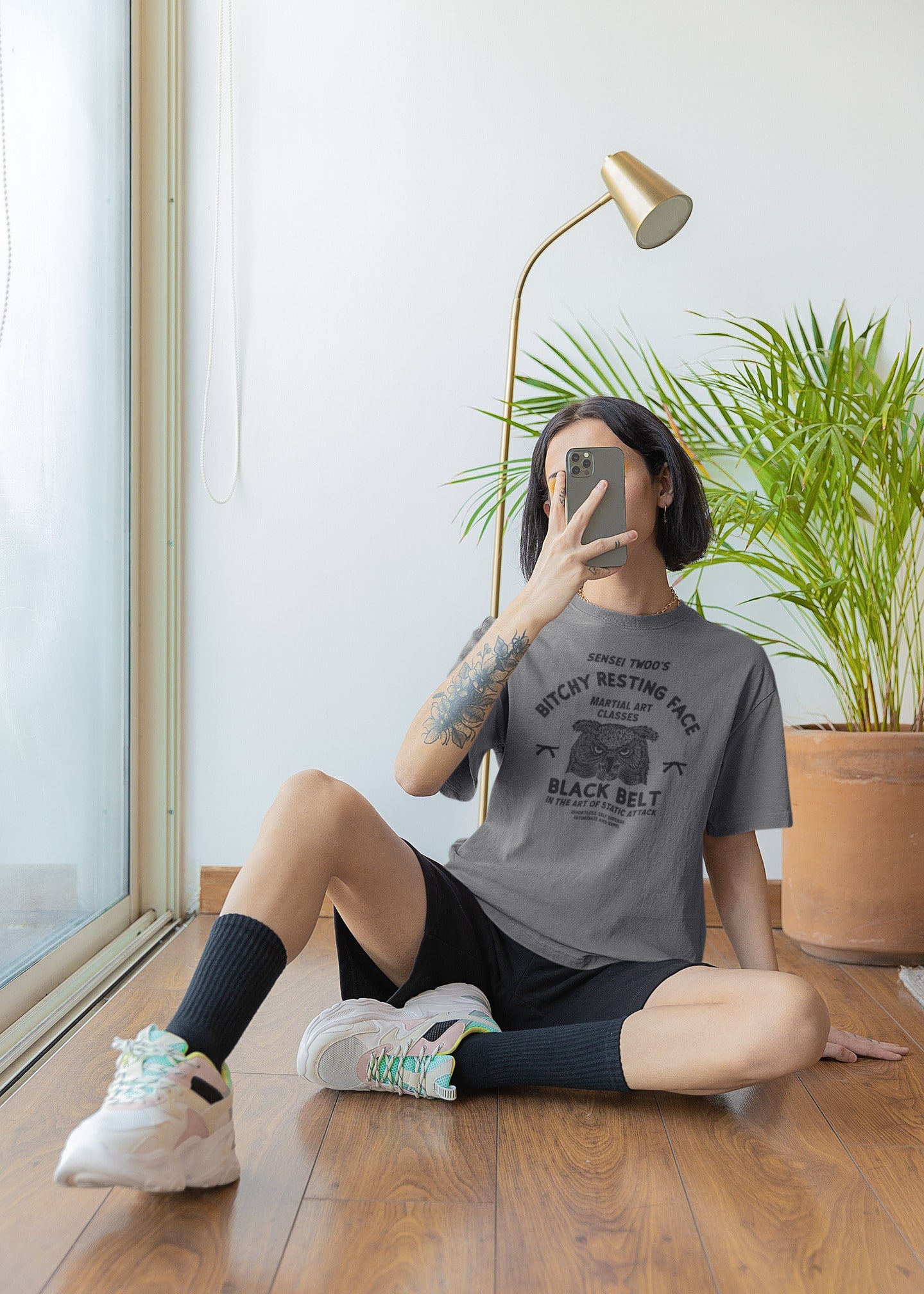 Sensei Twoo - Bitchy Resting Face Black Belt | Retro Logo Style | Hand-drawn printed tee