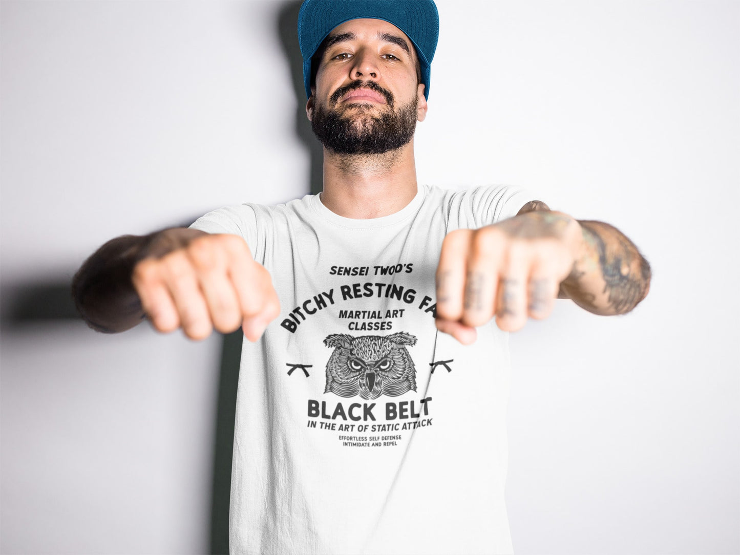 Sensei Twoo - Bitchy Resting Face Black Belt | Retro Logo Style | Hand-drawn printed tee