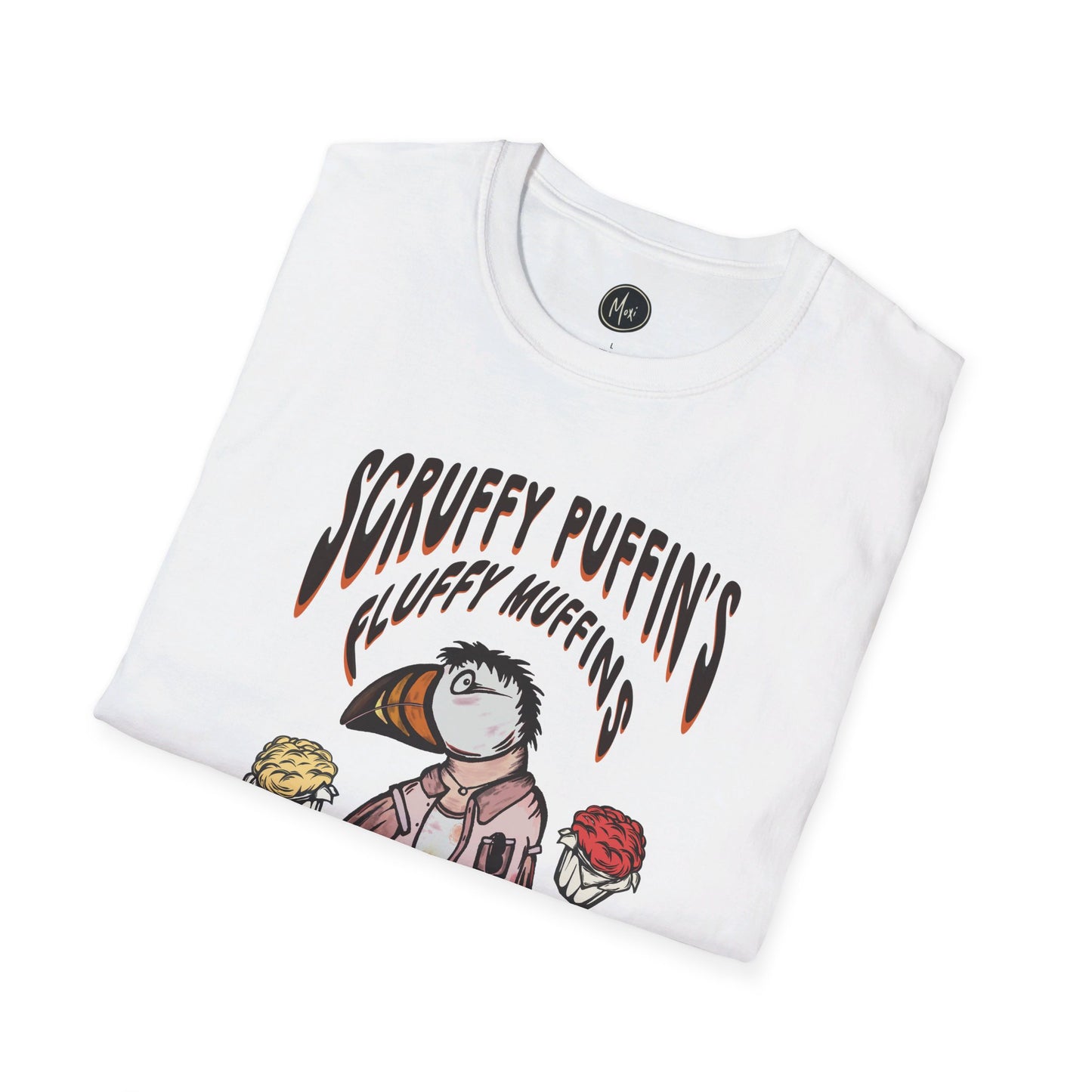 Scruffy Puffin's Fluffy Muffins |  Hand-drawn retro brand printed tee