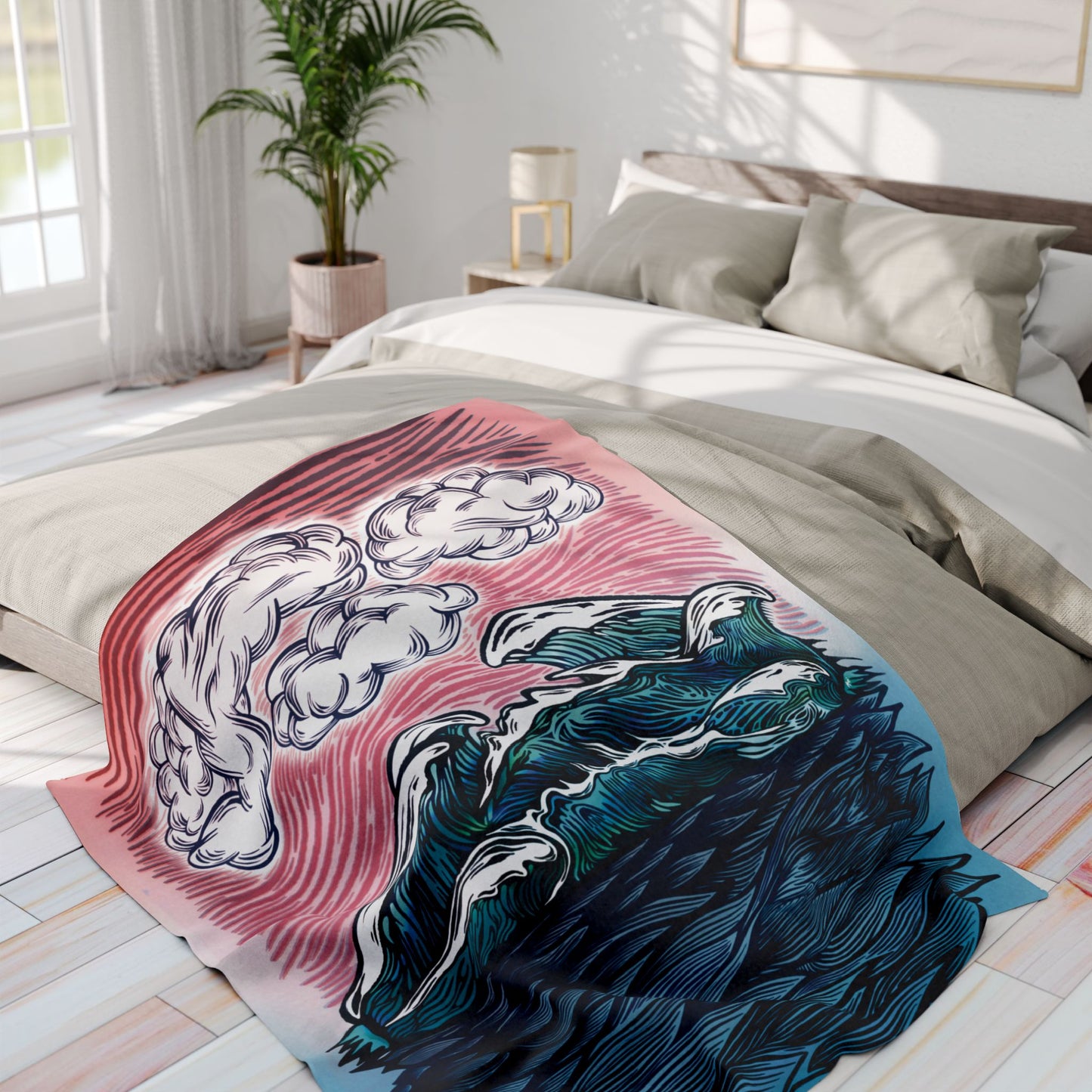 Ocean Waves Sunset | Fleece Blanket