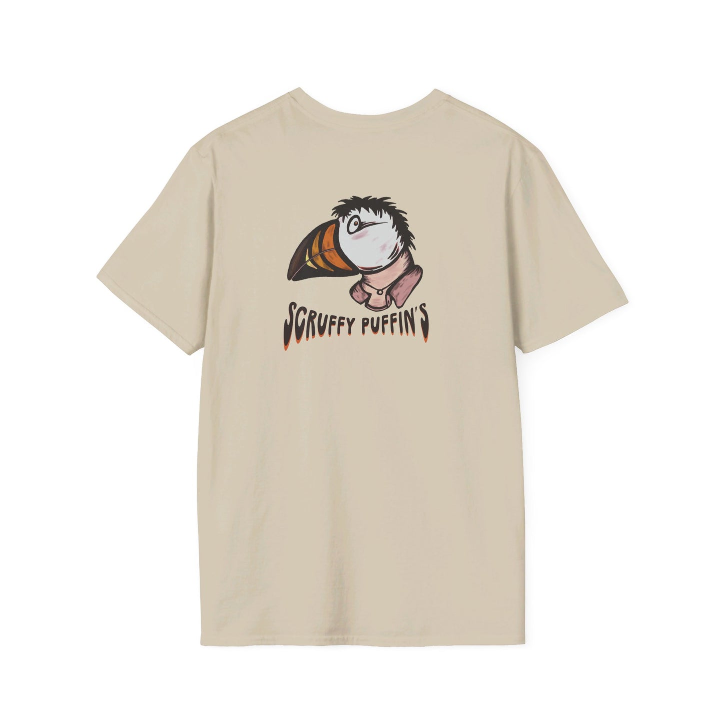 Scruffy Puffin's Fluffy Muffins |  Hand-drawn retro brand printed tee