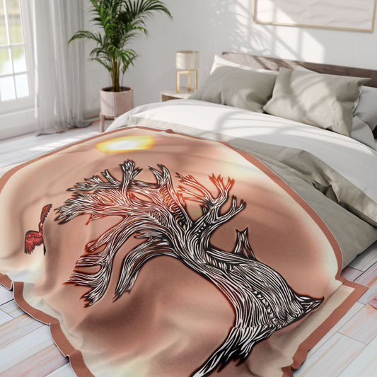 The Owl & The Old Oak Tree | Fleece Blanket