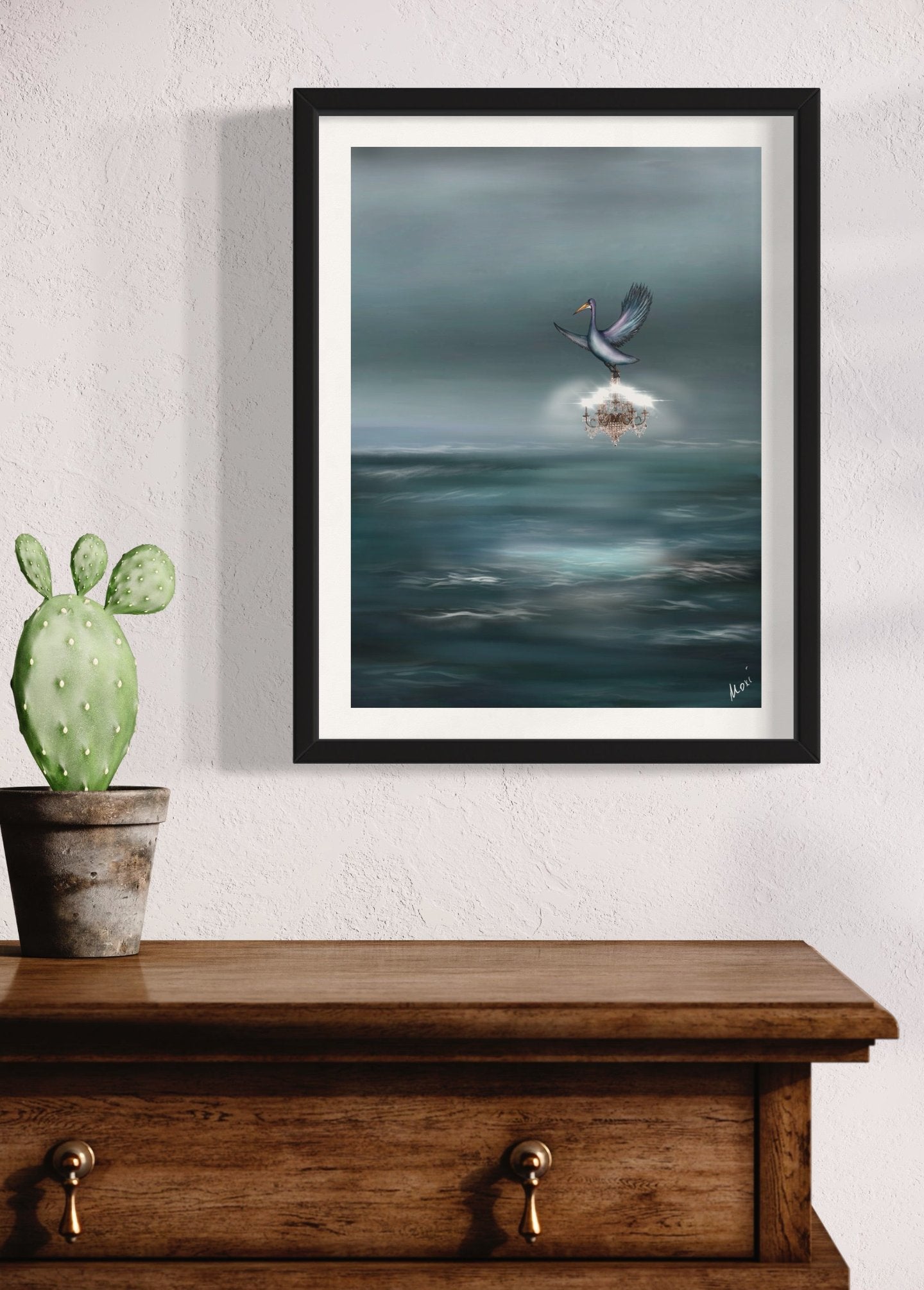 Pelican Chandelier Delivery | Original Alternative Ocean Print