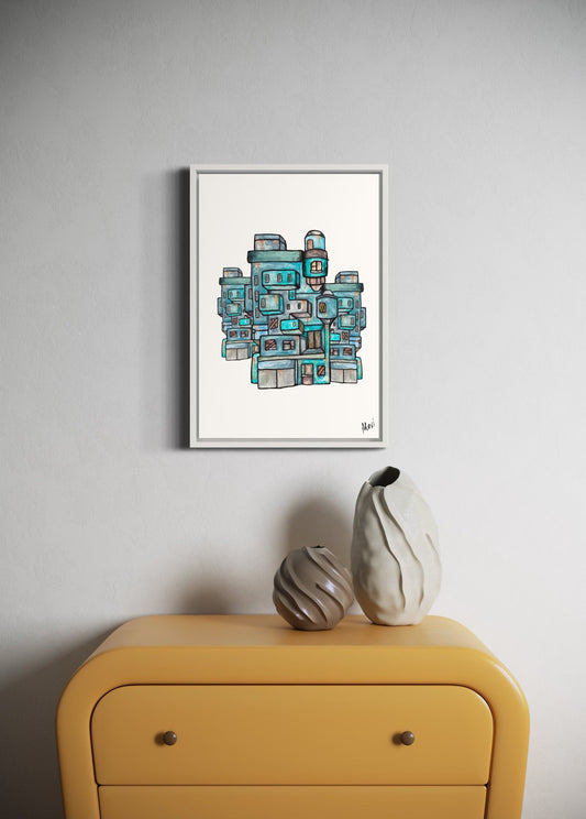 Village Mirage | Pastel Turquoise print