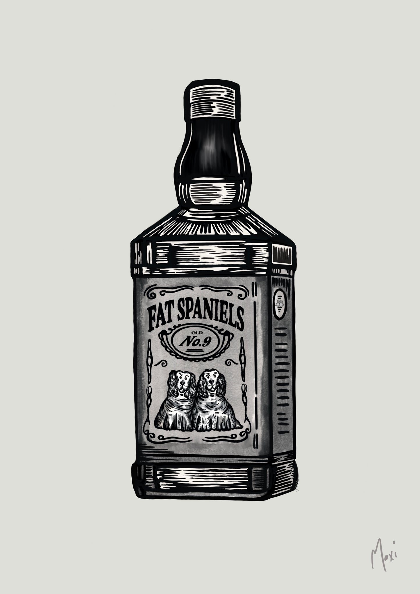 Fat Spaniels Bottle | Quirky Absurdism Print