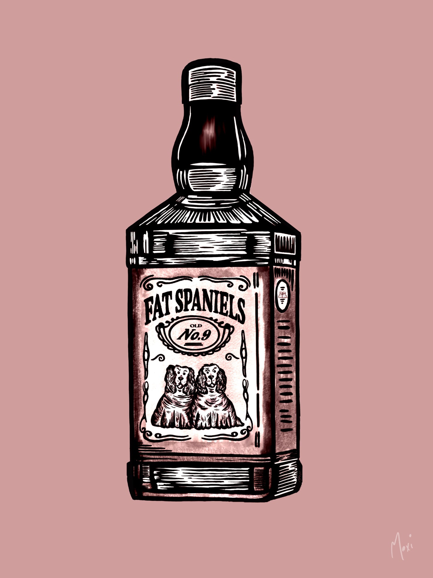 Fat Spaniels Bottle | Quirky Absurdism Print