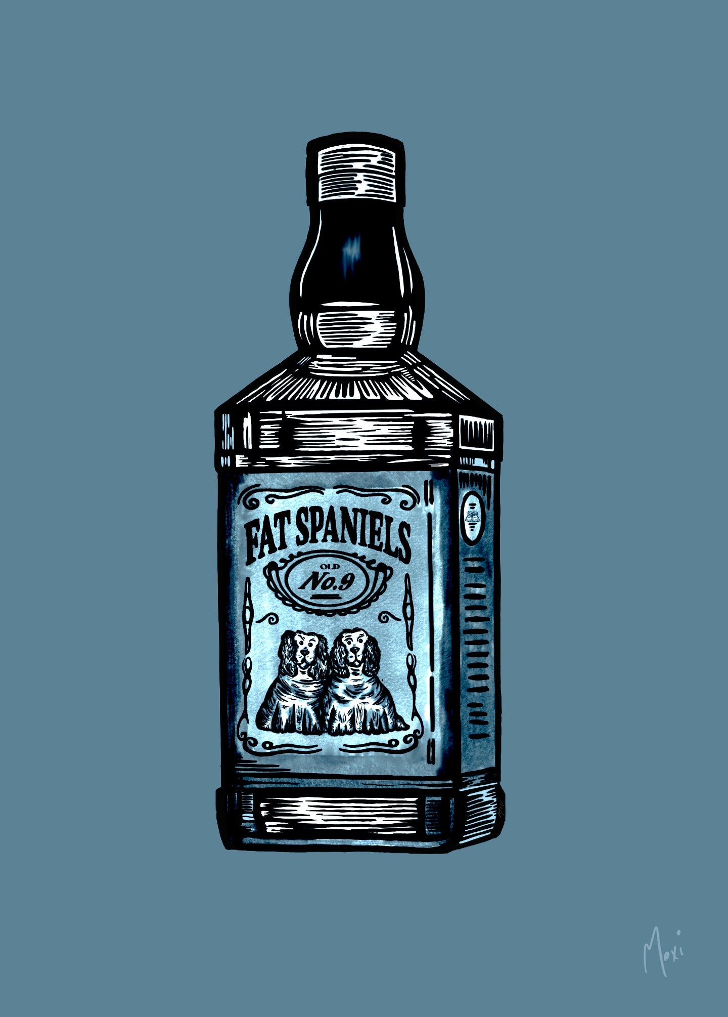 Fat Spaniels Bottle | Quirky Absurdism Print