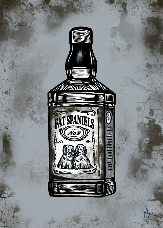 Fat Spaniels Bottle || Quirky Absurdism Print