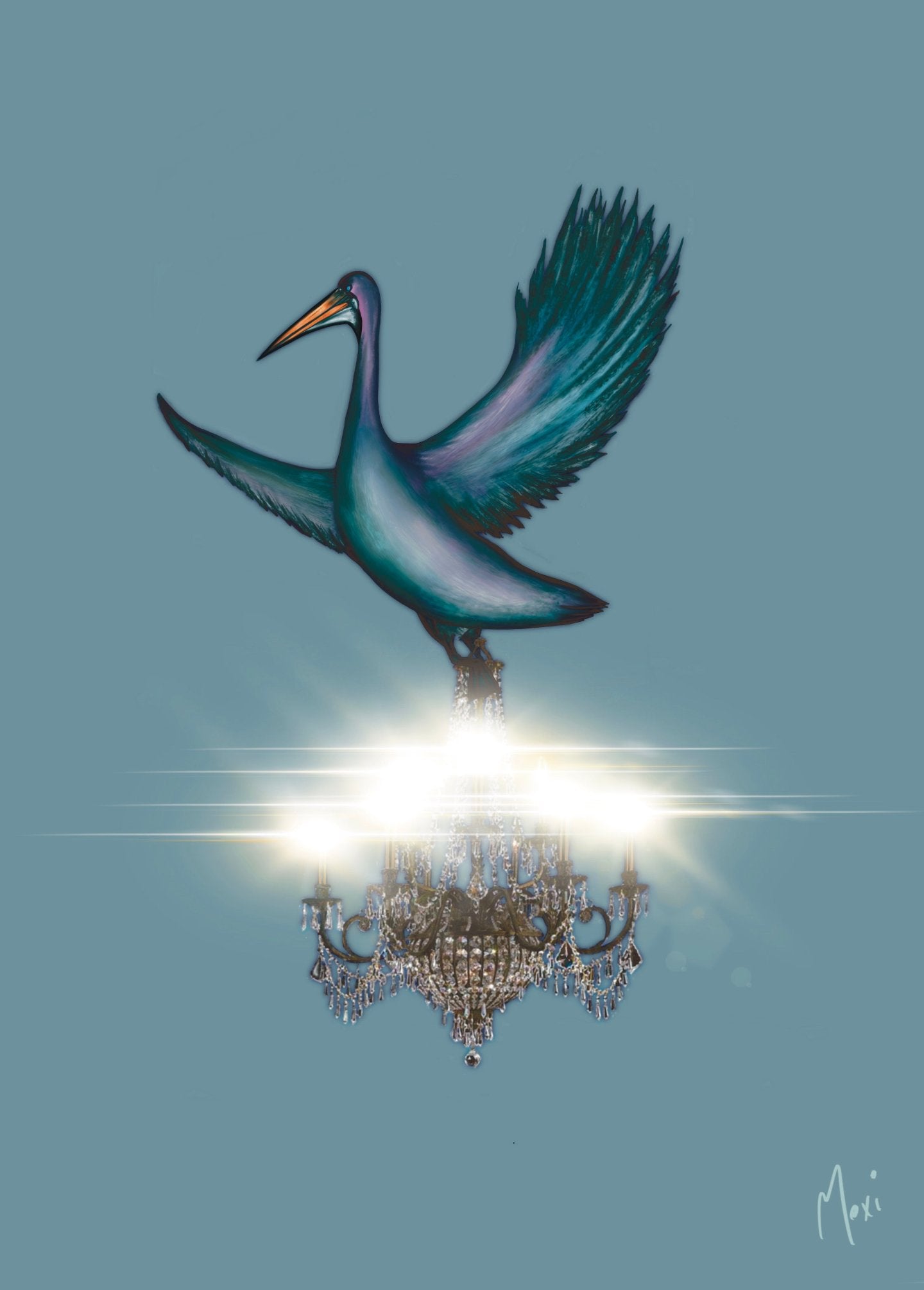 Pelican Chandelier Delivery | Imaginative Surreal Print