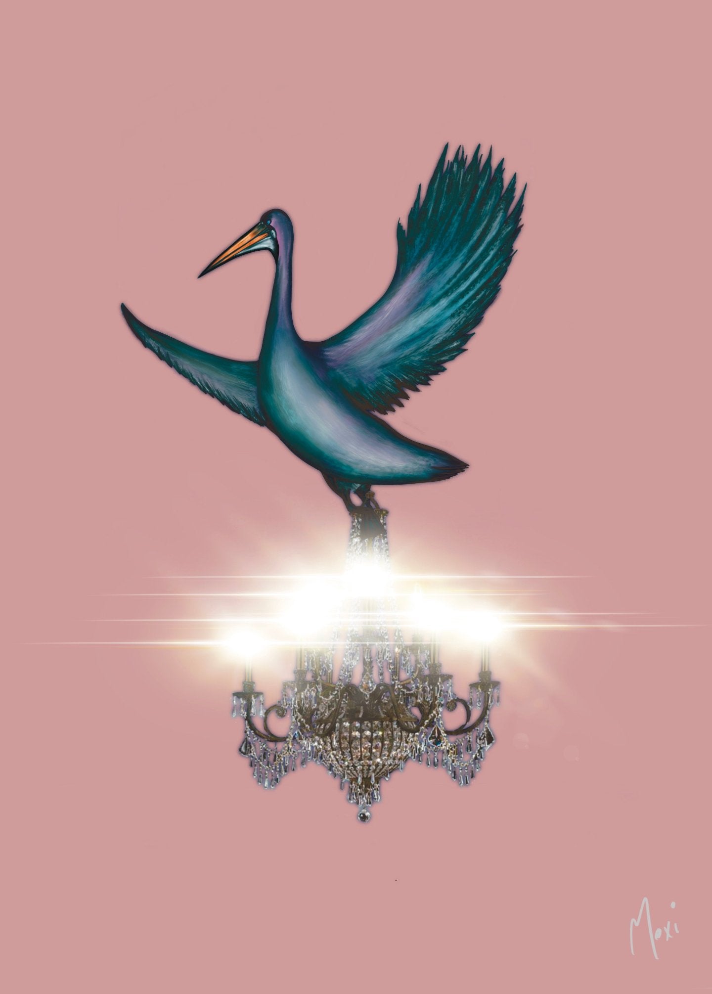 Pelican Chandelier Delivery | Imaginative Surreal Print