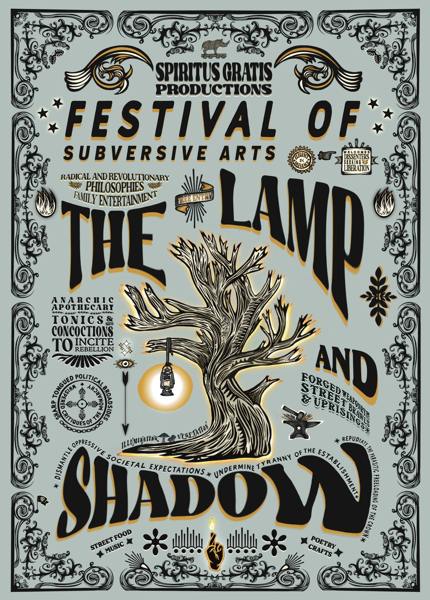 The Lamp & Shadow | Vintage style culture festival print | Subversive irreverent theme