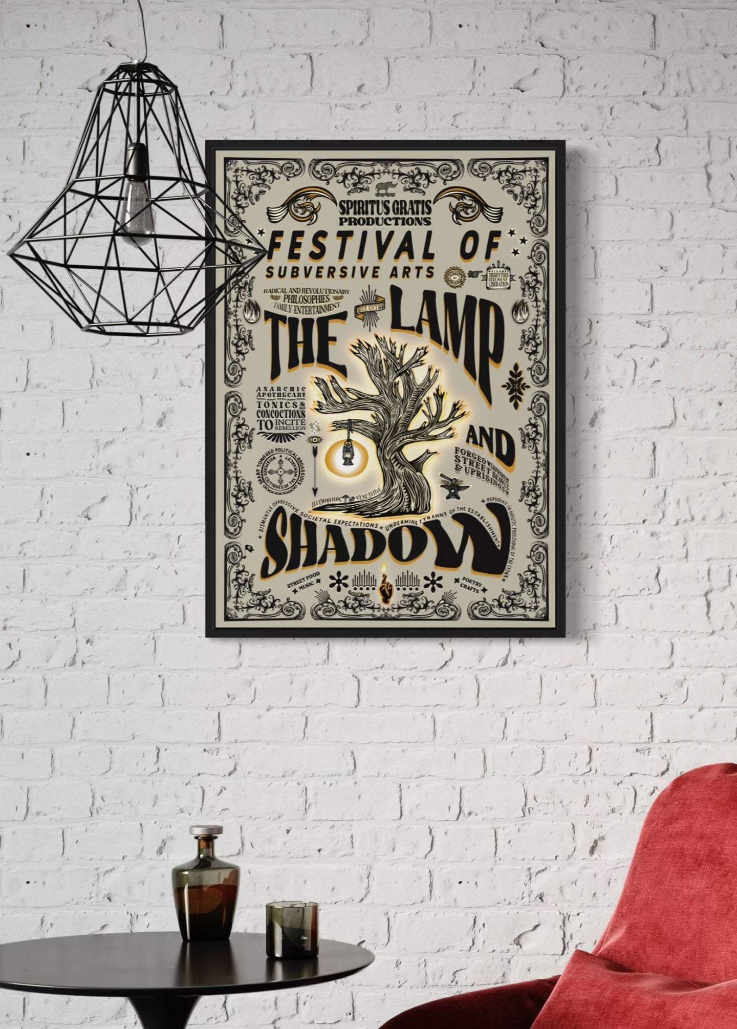 The Lamp & Shadow | Vintage style culture festival print | Subversive irreverent theme