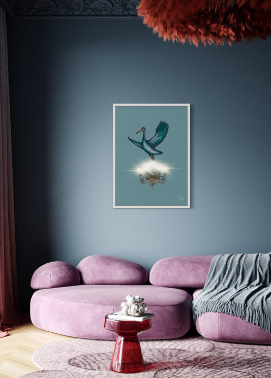 Pelican Chandelier Delivery | Imaginative Surreal Print