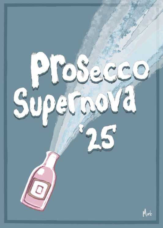 Prosecco Supernova Print || Minimalist Hand Drawn 90's inspired print