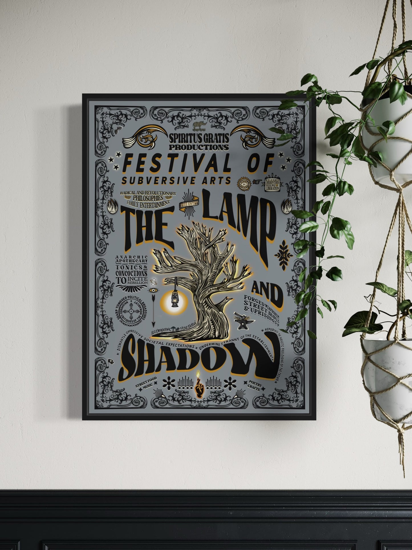 The Lamp & Shadow | Vintage style culture festival print | Subversive irreverent theme