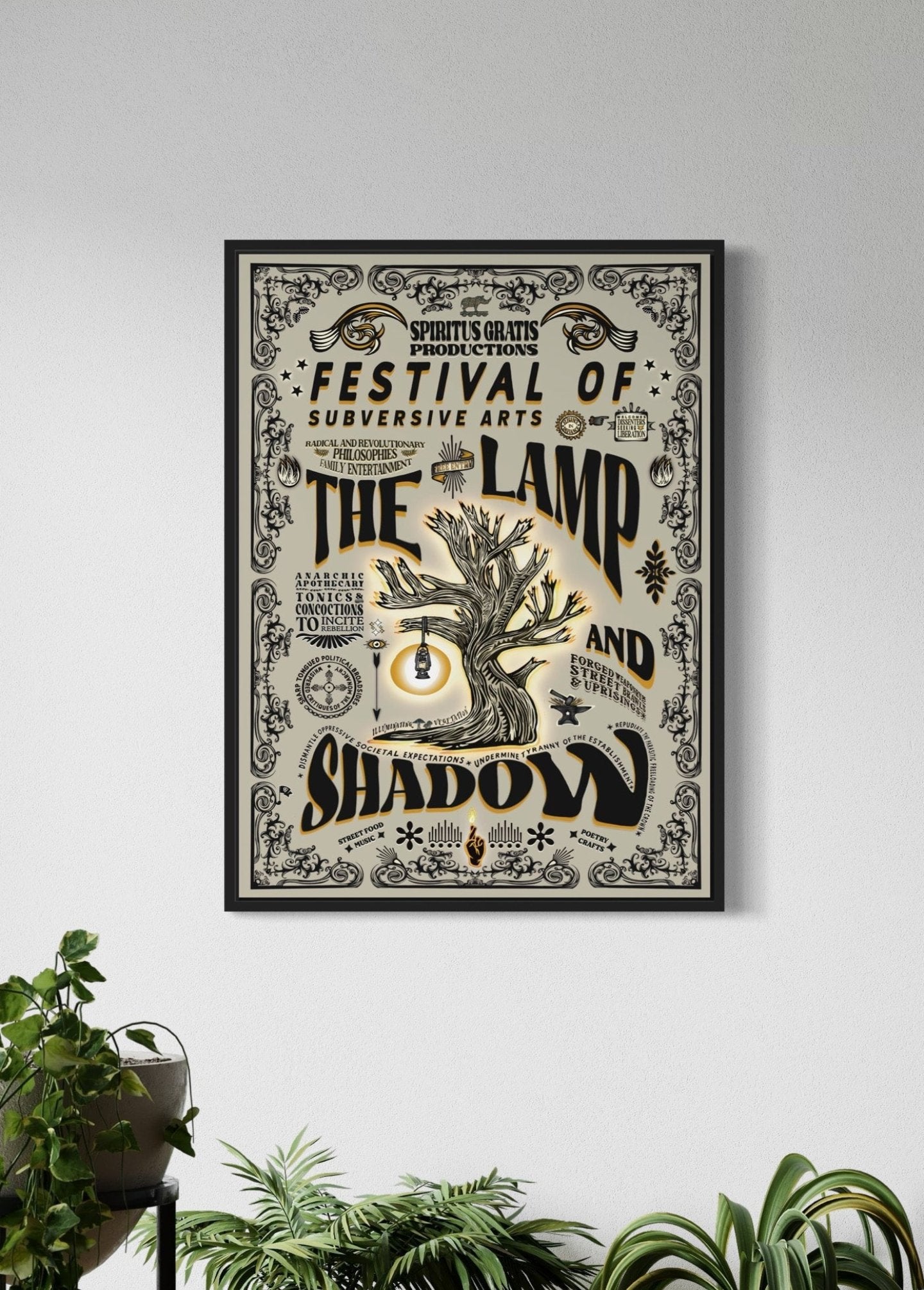 The Lamp & Shadow | Vintage style culture festival print | Subversive irreverent theme