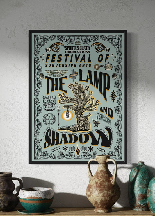 The Lamp & Shadow | Vintage style culture festival print | Subversive irreverent theme