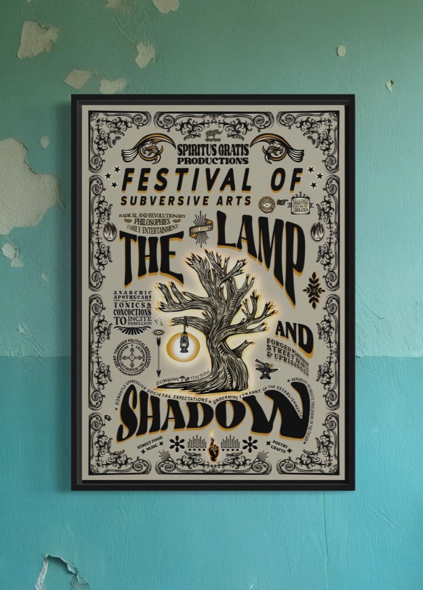 The Lamp & Shadow | Vintage style culture festival print | Subversive irreverent theme