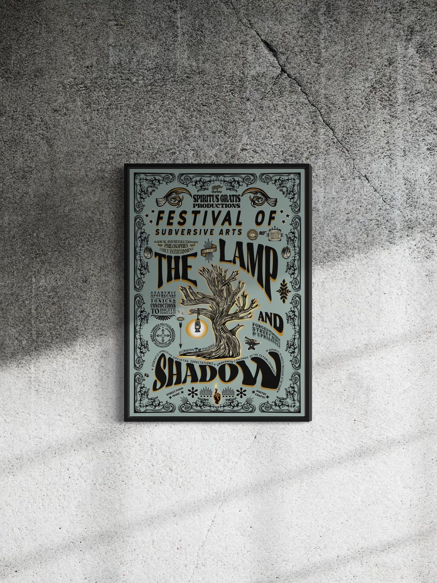 The Lamp & Shadow | Vintage style culture festival print | Subversive irreverent theme