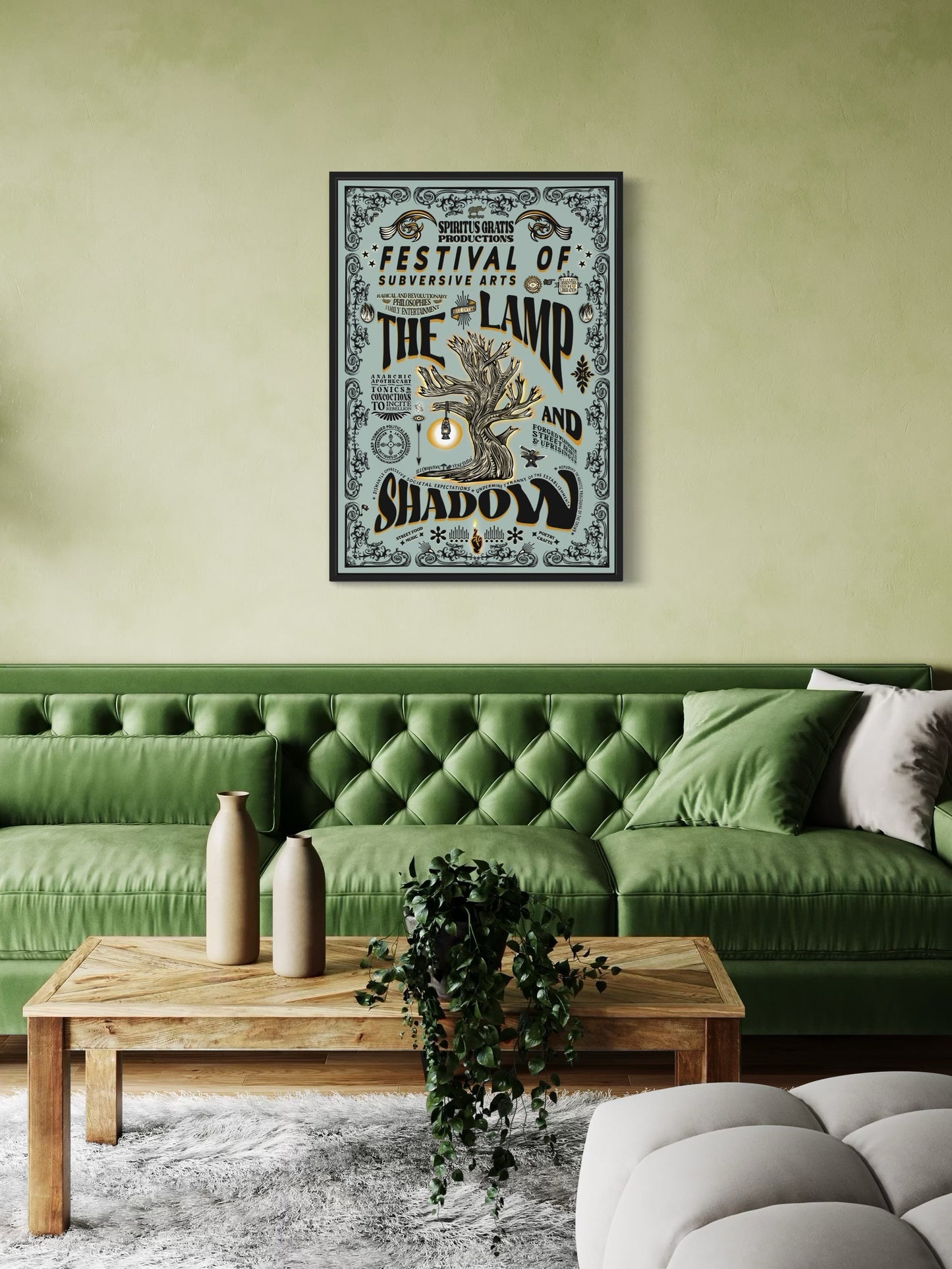 The Lamp & Shadow | Vintage style culture festival print | Subversive irreverent theme