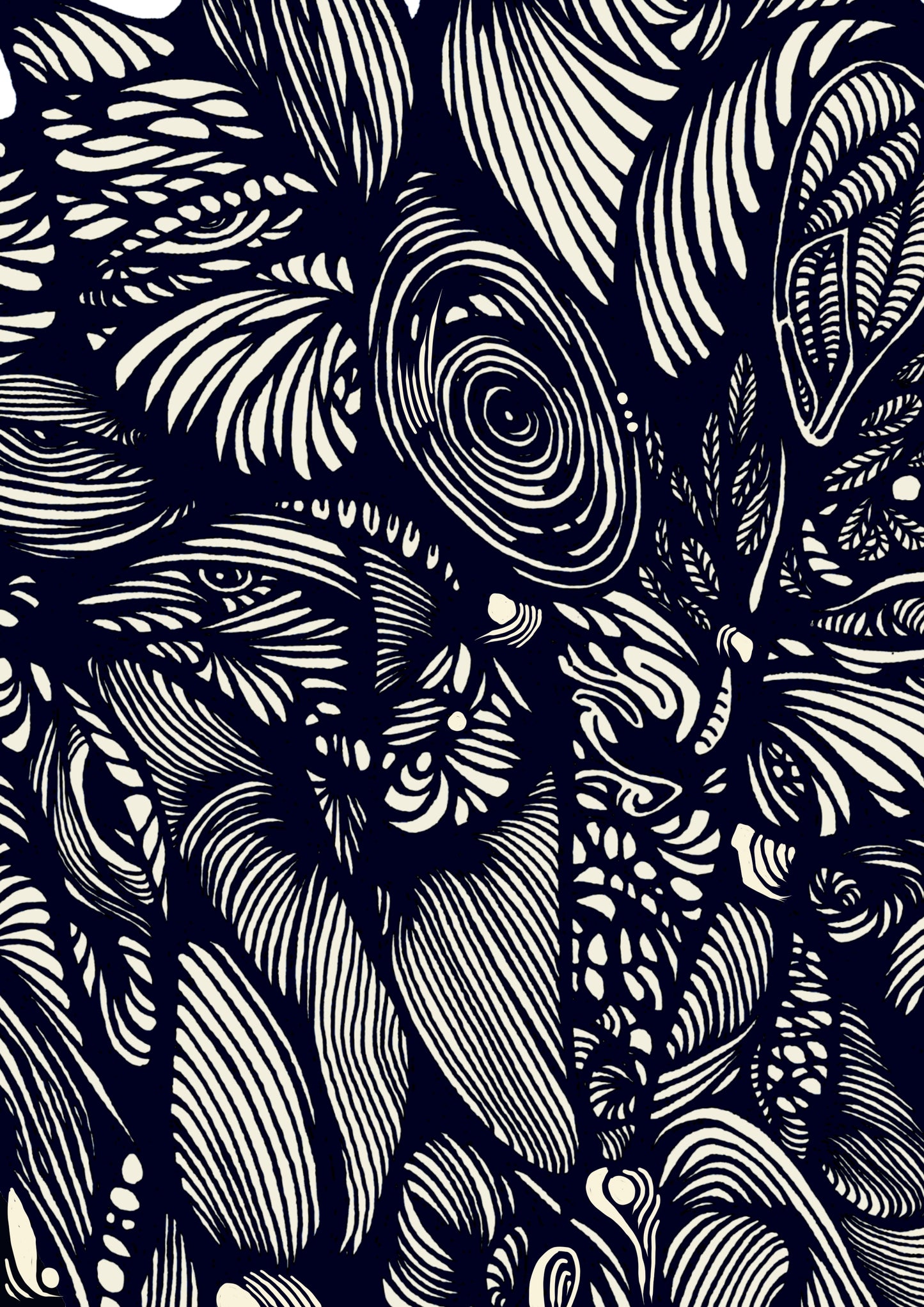 The Forest | Woodcut-Style Line Work | Black and White Line Art Print