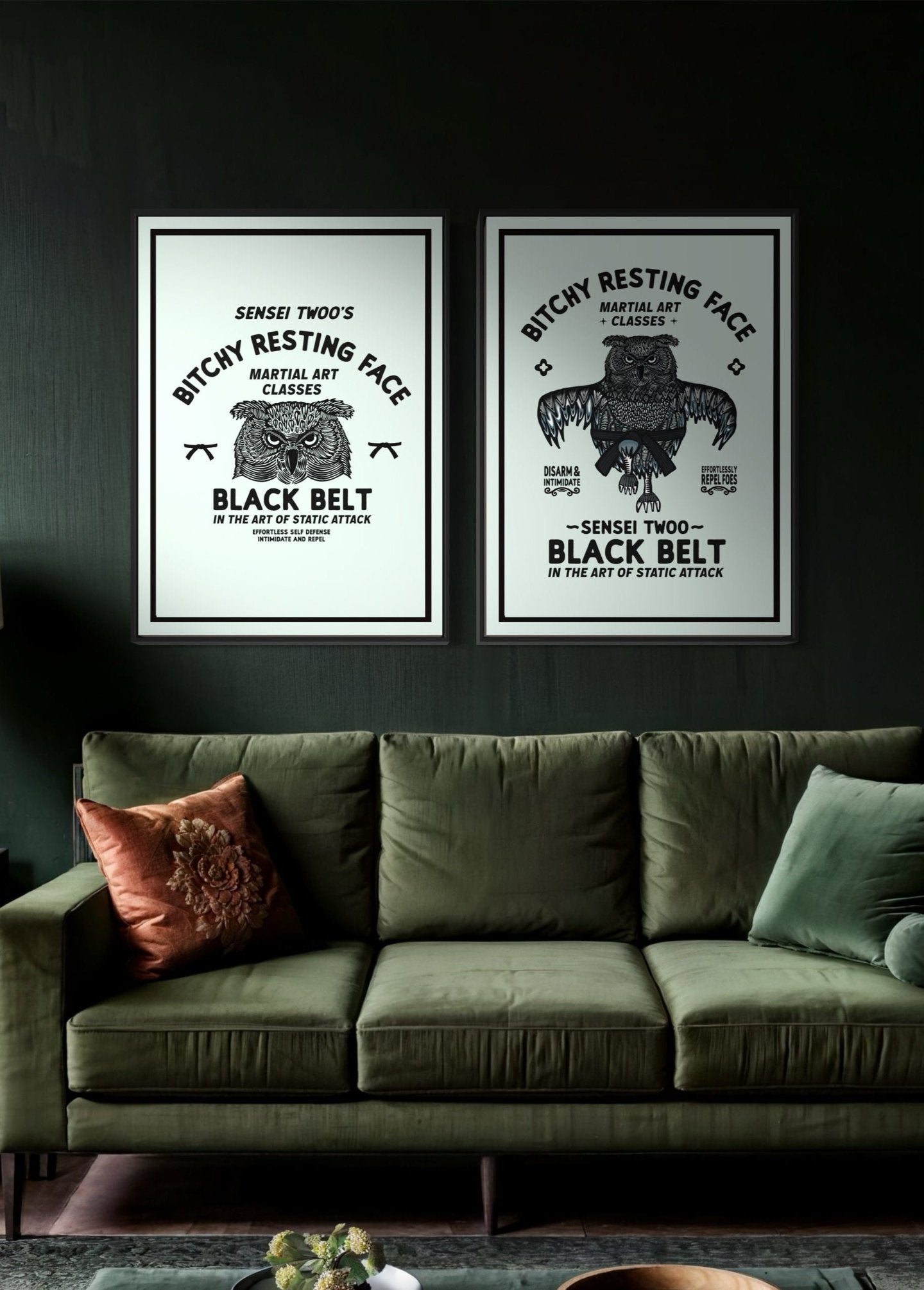 Bitchy Resting Face - Black Belt - Sensei Twoo | Retro Logo Style Print