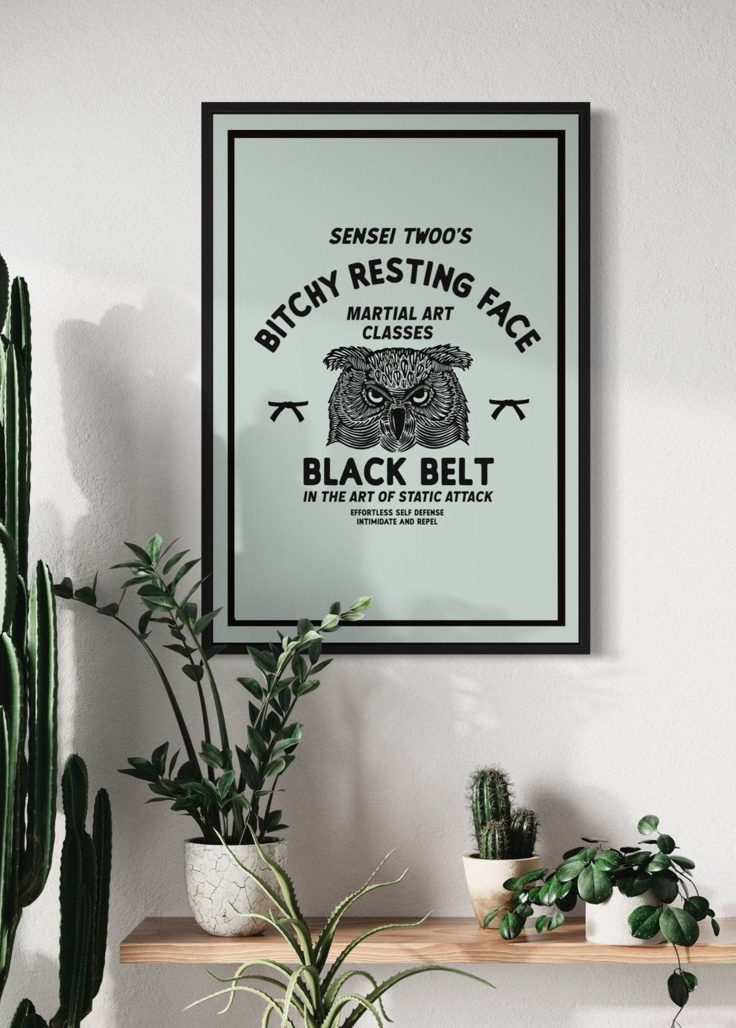 Bitchy Resting Face - Black Belt - Sensei Twoo | Retro Logo Style Print