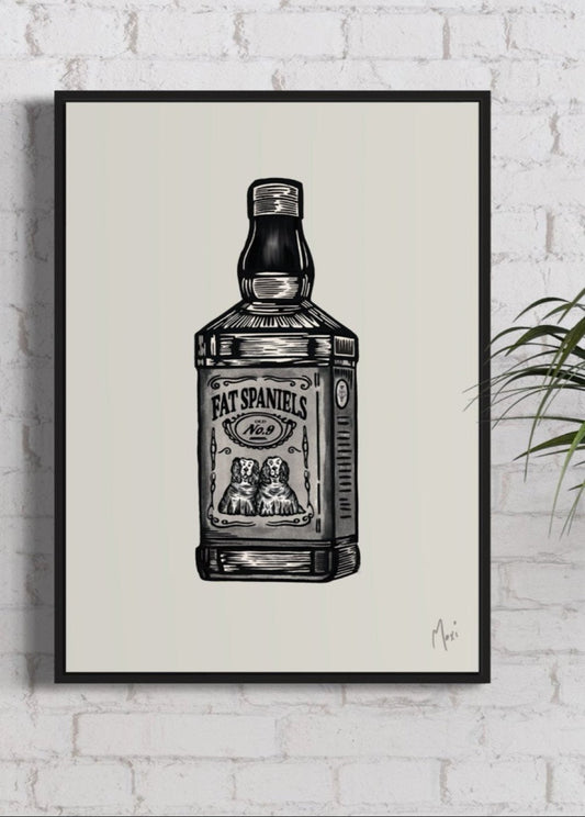 Fat Spaniels Bottle | Quirky Absurdism Print