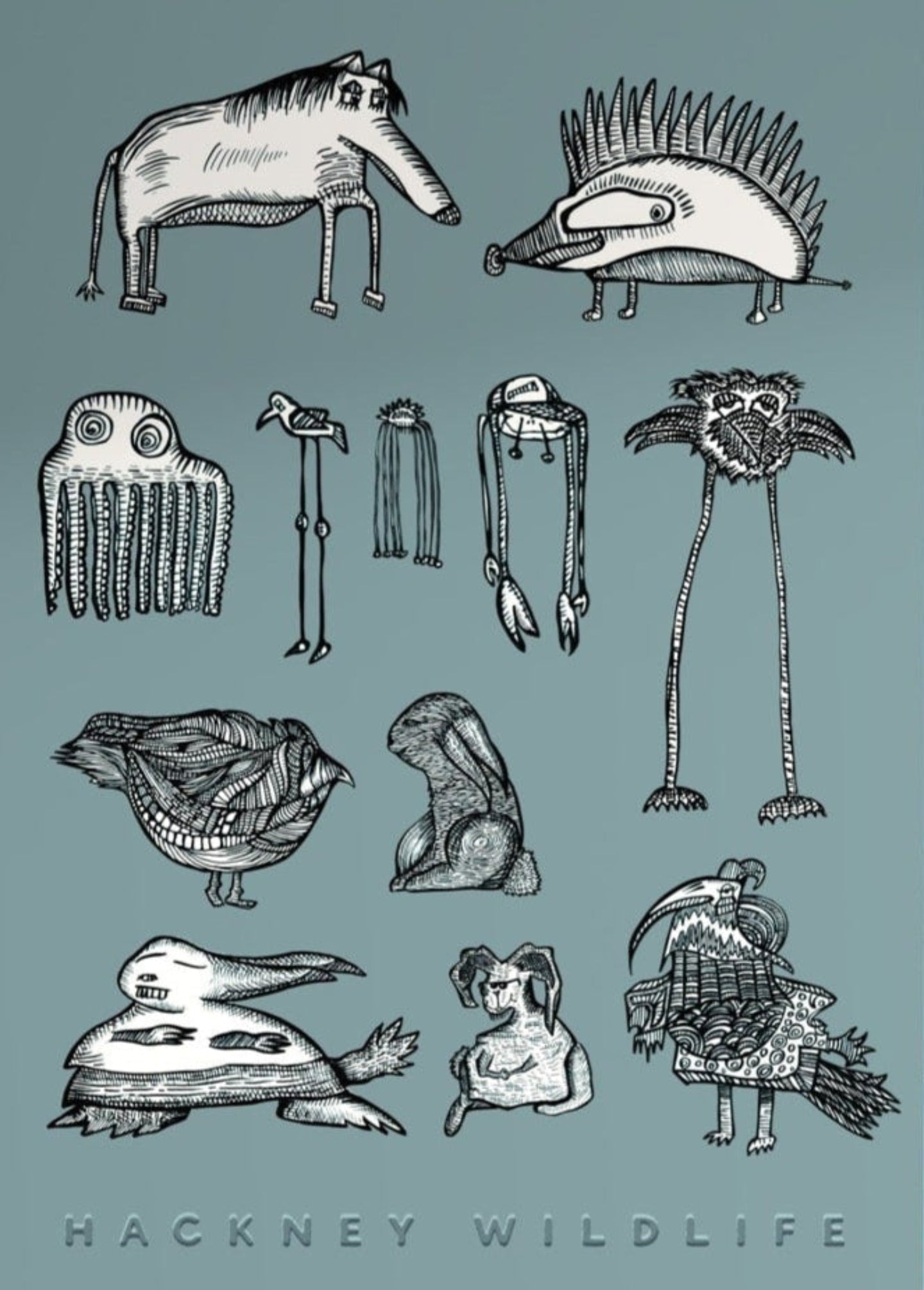 Hackney Wildlife | Outsider Art Line Illustration