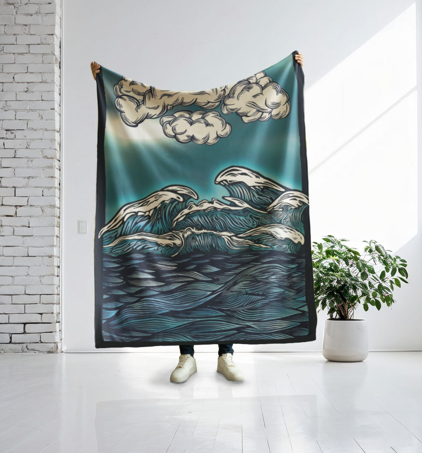 Ocean Waves at Midnight | Fleece Blanket