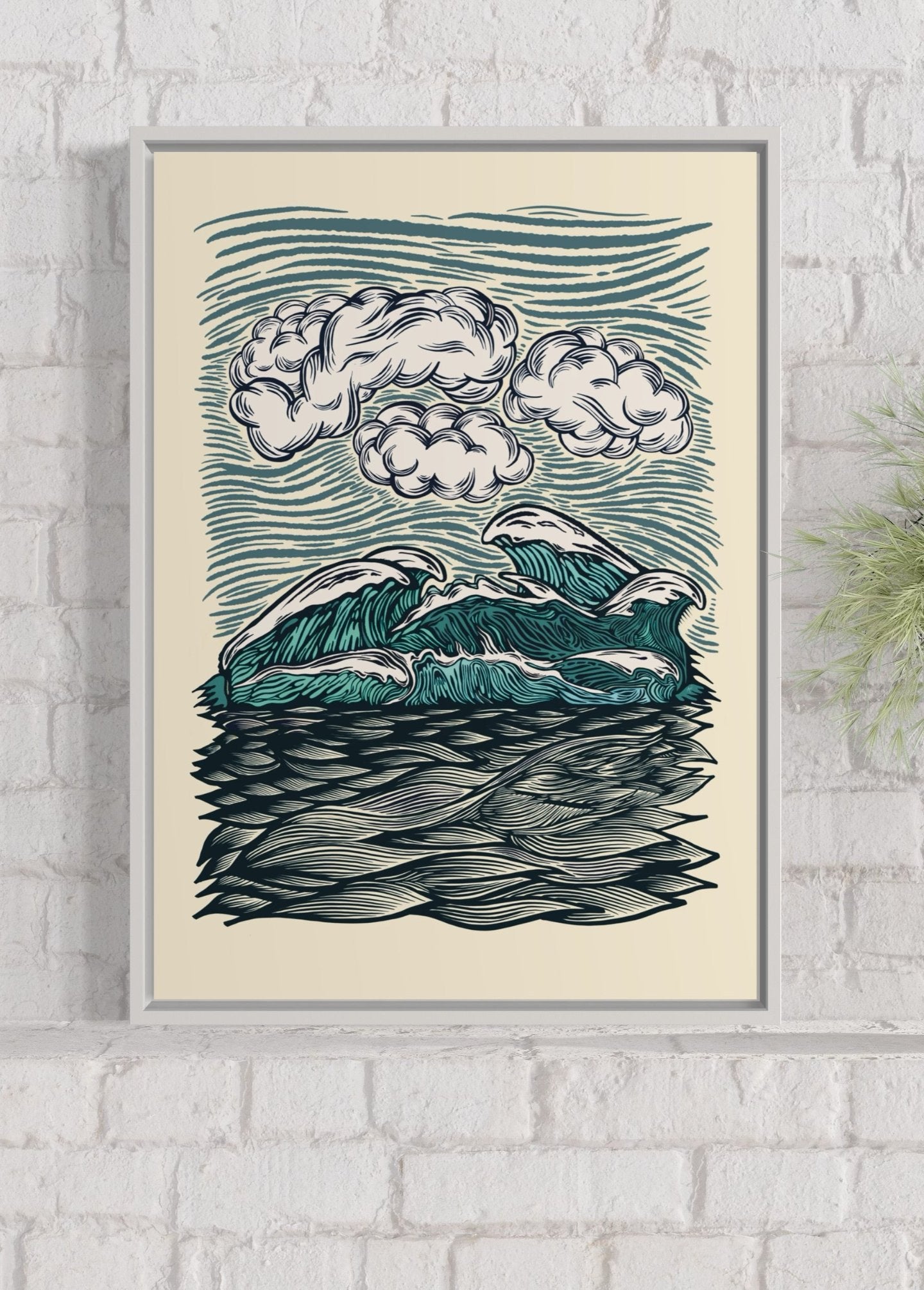 Ocean's Wave || Woodcut-style line art ocean print (Copy)