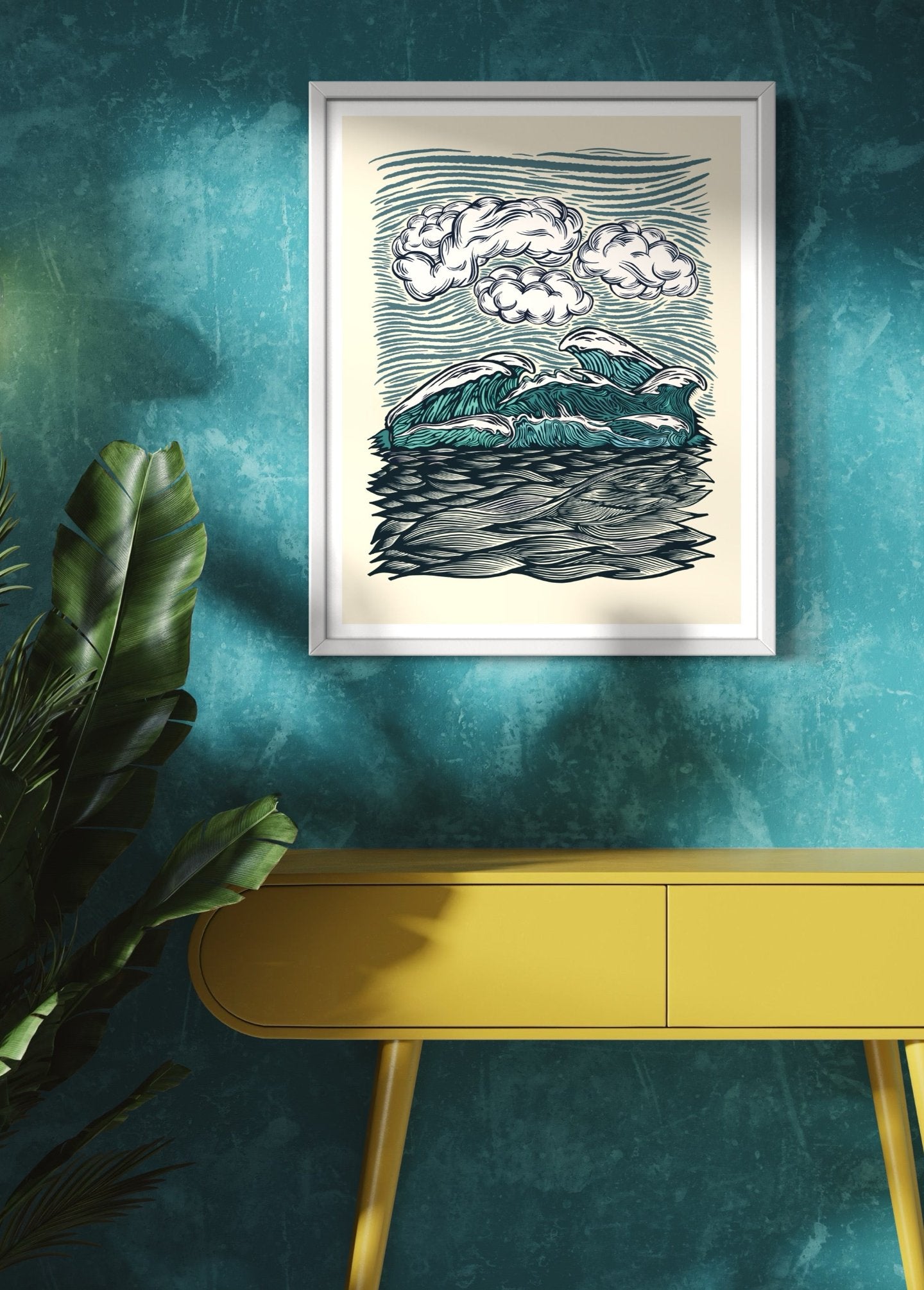 Ocean's Wave || Woodcut-style line art ocean print (Copy)