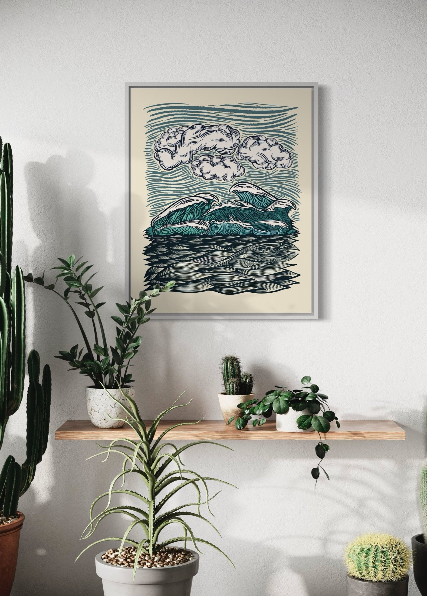 Ocean's Wave || Woodcut-style line art ocean print (Copy)