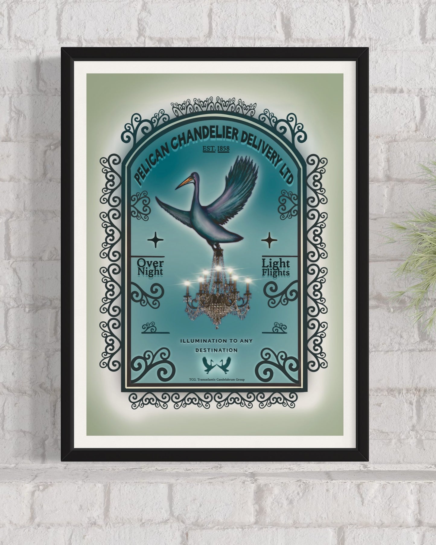 Pelican Chandelier Delivery LTD | Surreal Unconventional Print