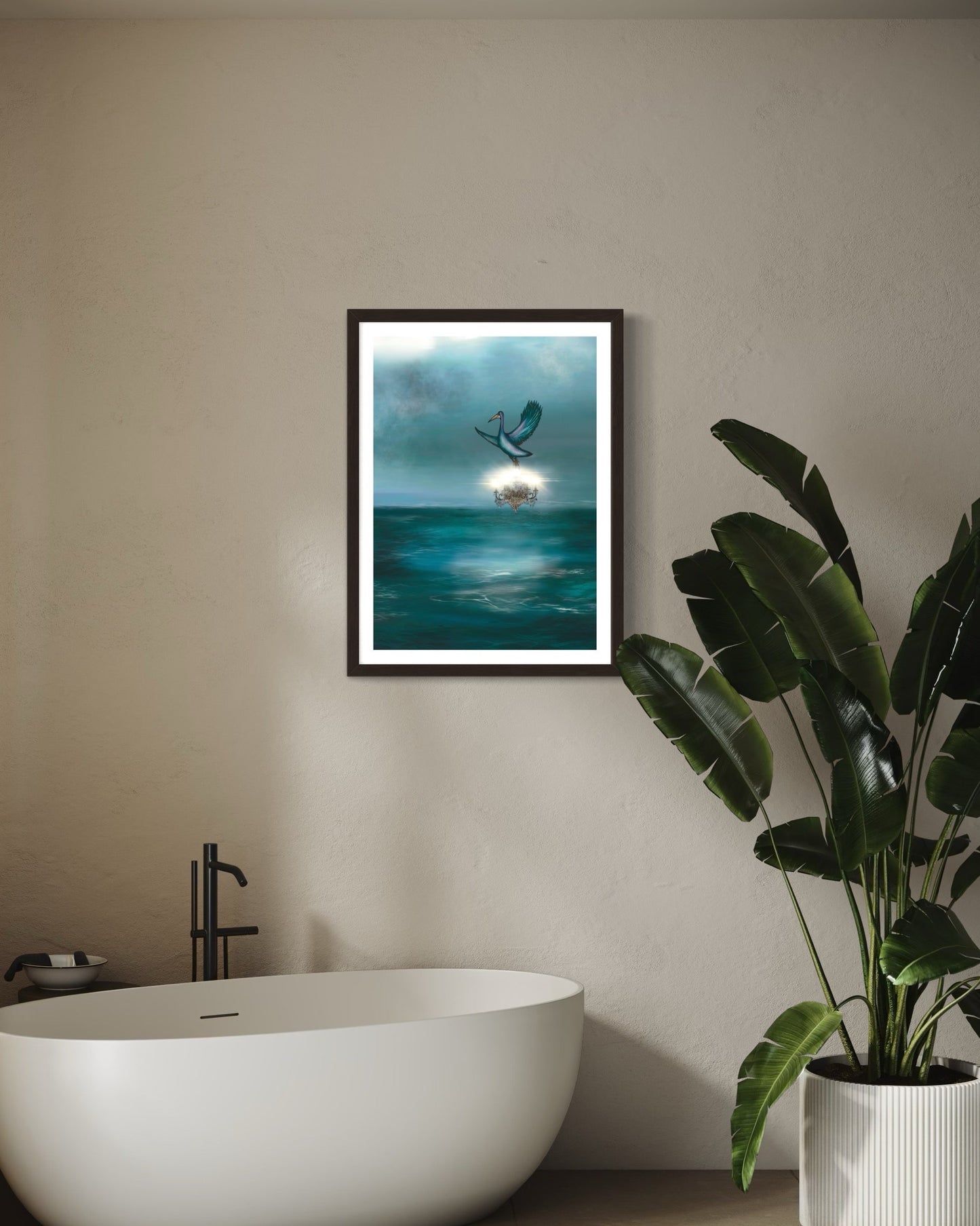 Pelican Chandelier Delivery | Imaginative Surreal Print