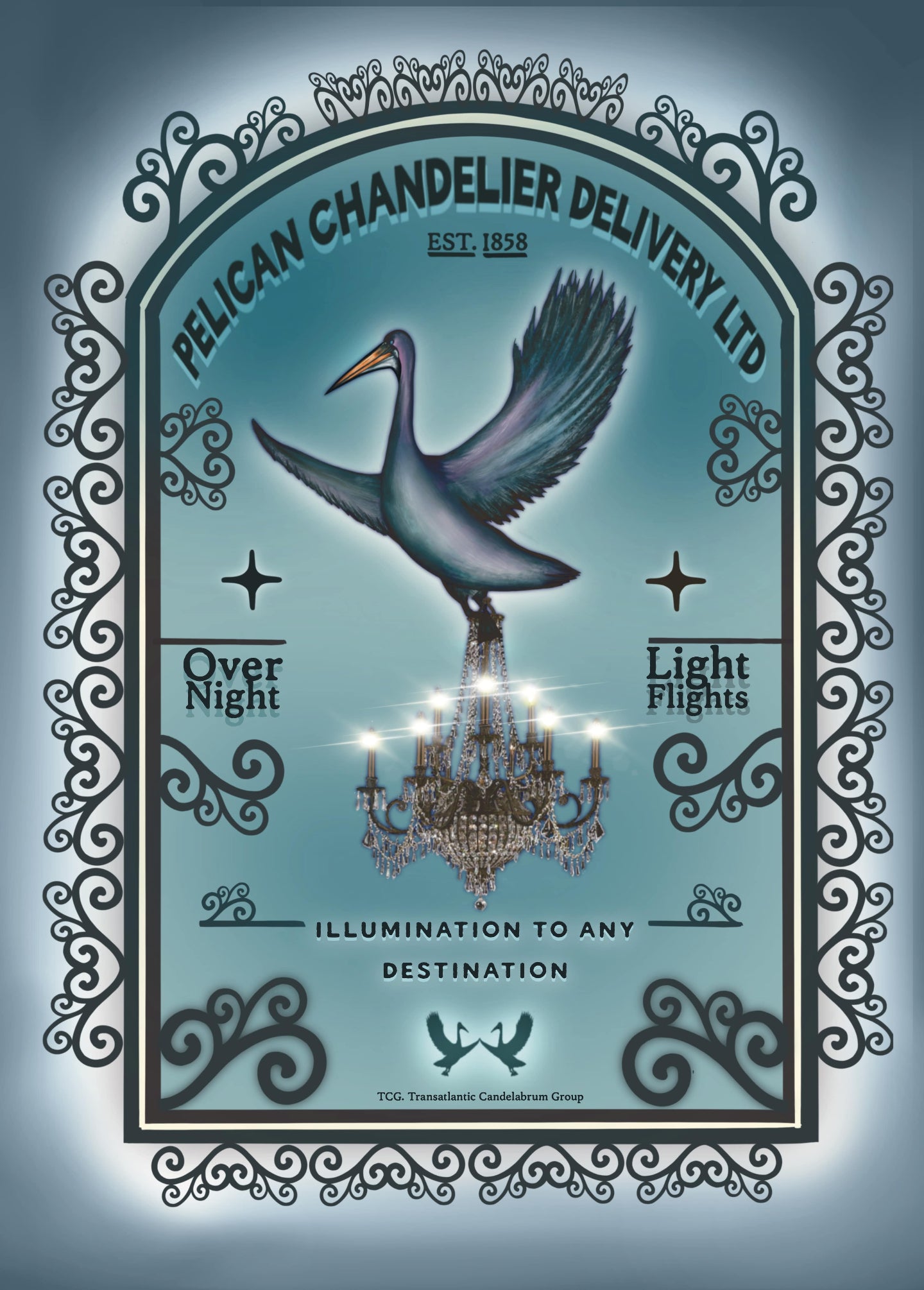 Pelican Chandelier Delivery LTD | Surreal Unconventional Print