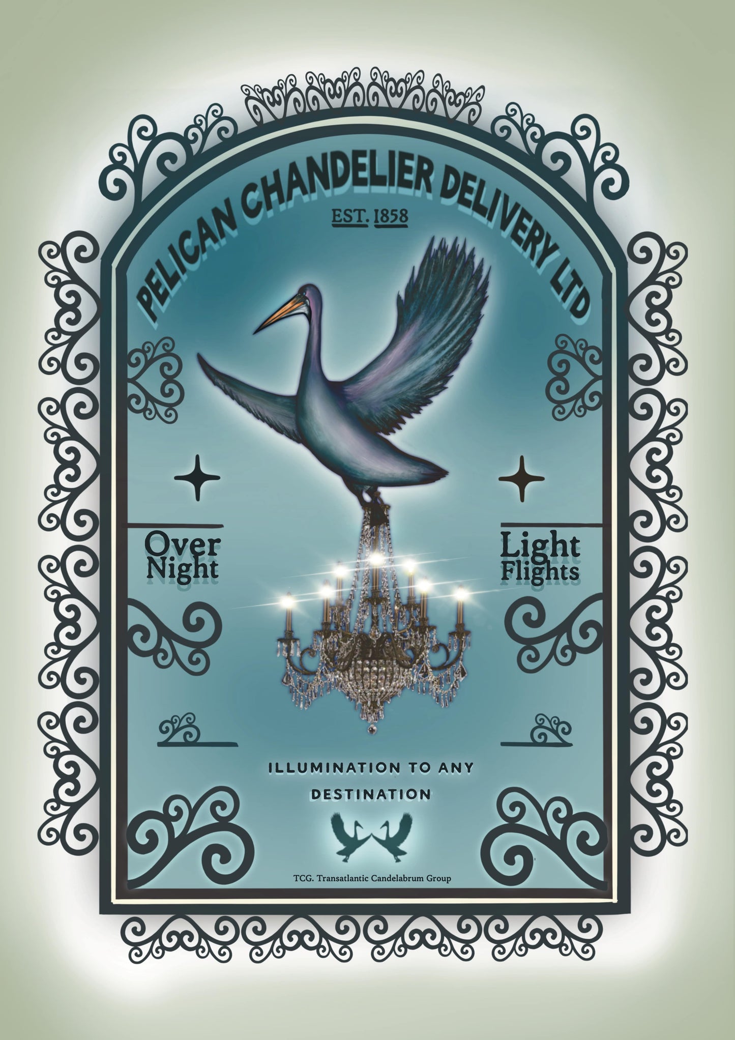 Pelican Chandelier Delivery LTD | Surreal Unconventional Print