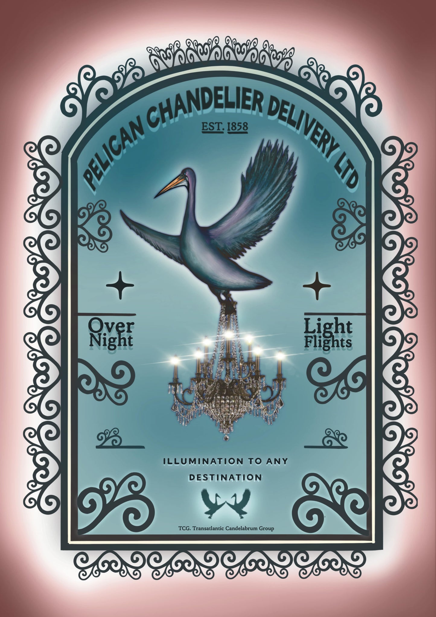 Pelican Chandelier Delivery LTD | Surreal Unconventional Print