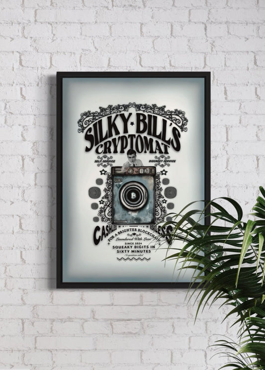 Silky Bill's Cryptomat | retro logo hand-drawn print