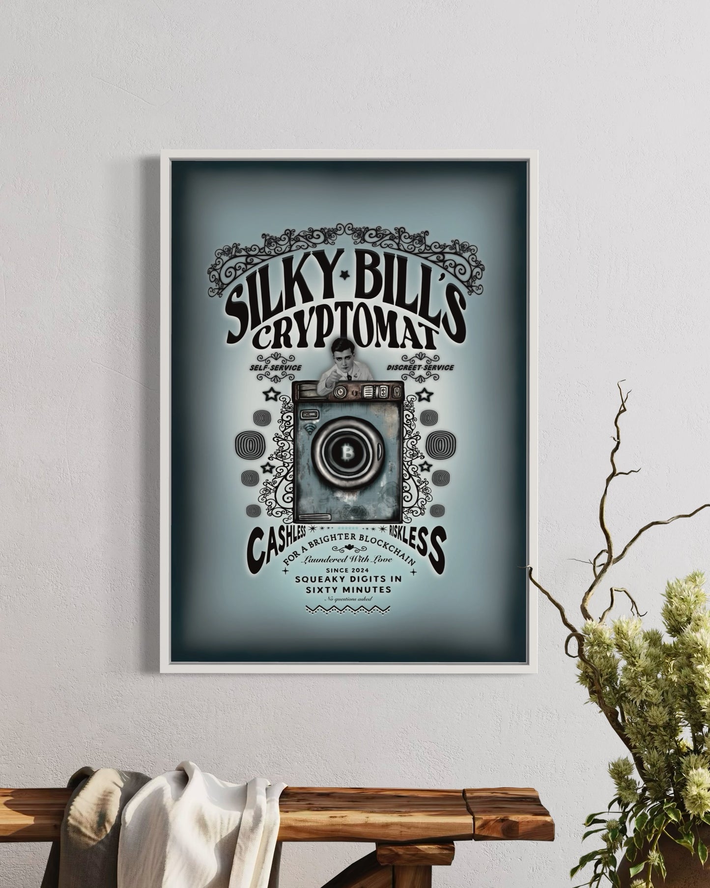 Silky Bill's Cryptomat | retro logo hand-drawn print