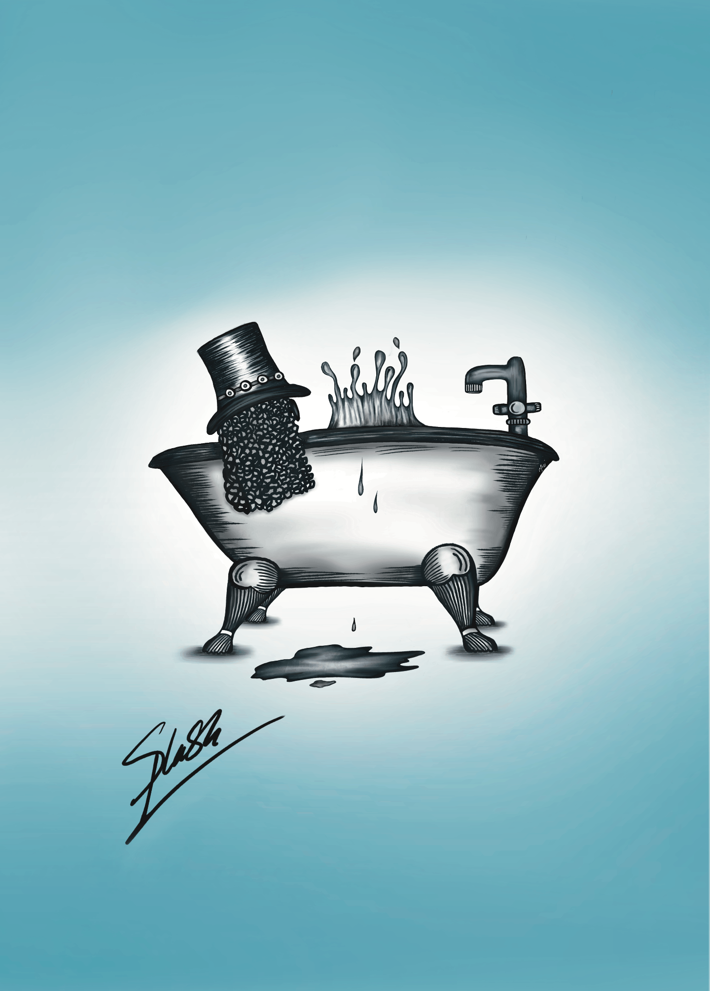 Splash | Slash Splashing | Absurd Bathroom Print